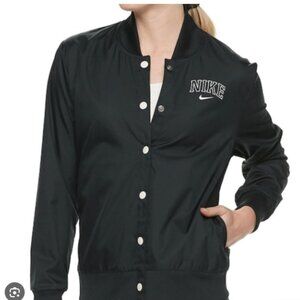 Nike Air Varsity Jacket Womens S Black AR3764-010 Swoosh Athletic Windbreaker L